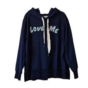 Free People Dark Blue 'Love Me' Hoodie